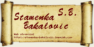 Stamenka Bakalović vizit kartica